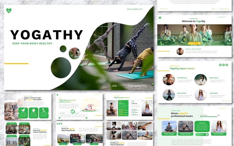 Yogathy - Diapositive Google di presentazione del modello di yoga