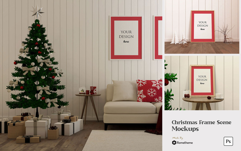 Christmas Frame Scene - VR product mockup