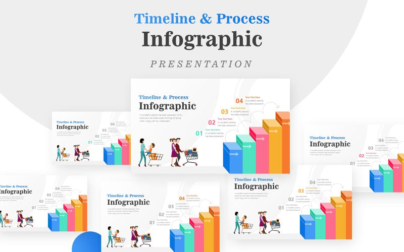 Diagram 3D schodů pro prodejní infografiku PowerPoint šablony