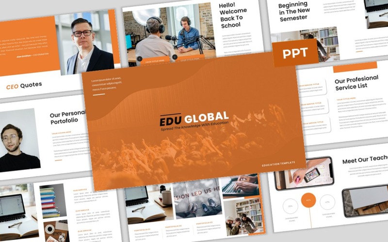 Global Edu - Education Learning Modèle de présentation PowerPoint Modèle PowerPoint