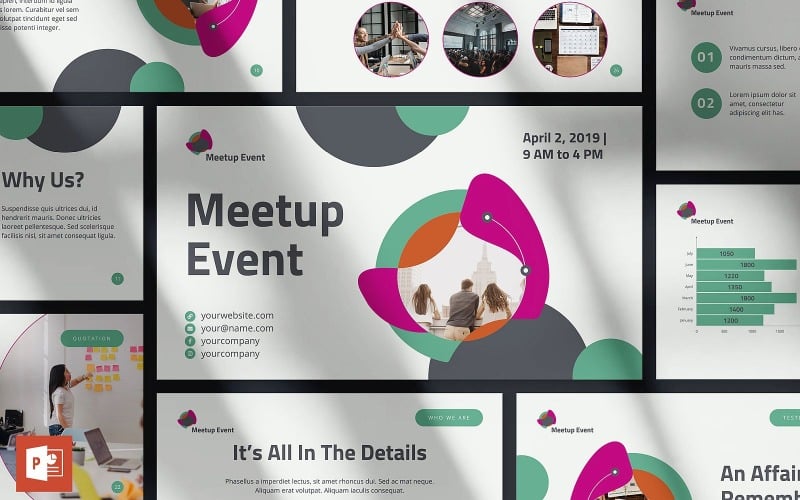 Шаблон PowerPoint презентации мероприятия Meetup