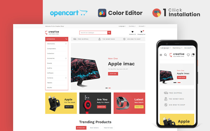 Yaratıcı Elektronik Mağazası OpenCart Şablonu