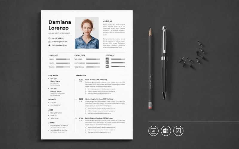 Download Резюме "CV Vol.30 Resume Template" / CV Vol.30 Resume Template - Резюме на тему графика resume,cv,minimalist,professional,modern,elegant,minimal,business,hiring,company,job,entrepreneur,illustrator,word,corporate