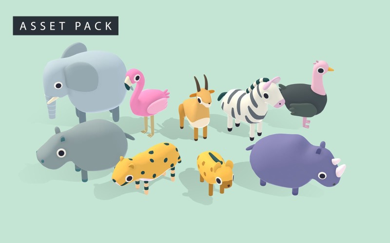 Safari Animals - Mókás sorozatú 3D modell