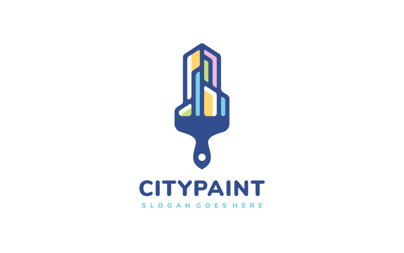 Download Шаблон логотипа "Colorful City Painting Logo Template" / Colorful City Painting Logo Template - Шаблон логотипа на тему графика real estate,city,paint,painting,colorful,colored,house,services,logo,design,template,modern,minimalism,building