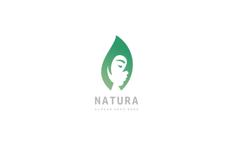 Download Шаблон логотипа "Natural Girl Logo Template" / Natural Girl Logo Template - Шаблон логотипа на тему графика leaf,natural,female,girl,logo,makeup,channel,herbal,green,modern,make up,surgery,face,medical