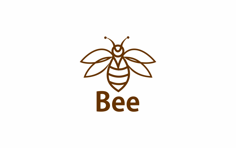 Download Шаблон логотипа "Bee Logo Template" / Bee Logo Template - Шаблон логотипа на тему графика bee,nature,honey,animal,graphic,wing,fly,bug,honey bee,line,honeycomb,farm,natural,healthy,icon,beekeeping,wildlife,honeybee,logo,spring