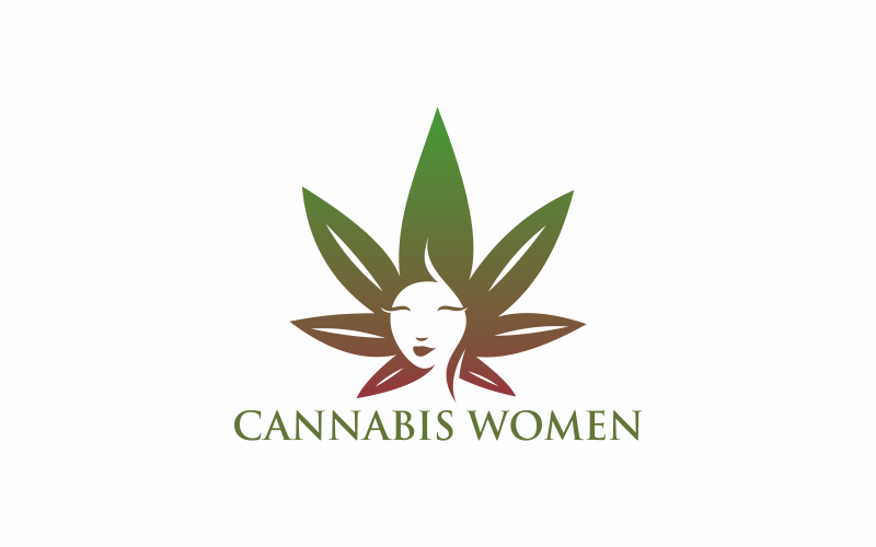 Cannabis kvinnor logotyp mall