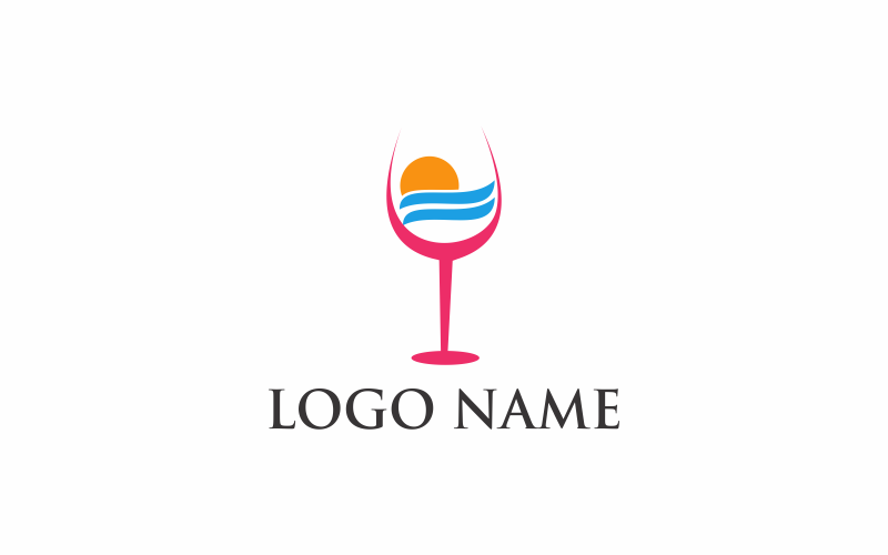 Modello di logo astratto della linea di vini