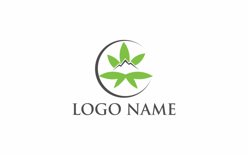 Modello di logo di cannabis di montagna