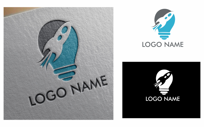 Modello di logo di idea del razzo