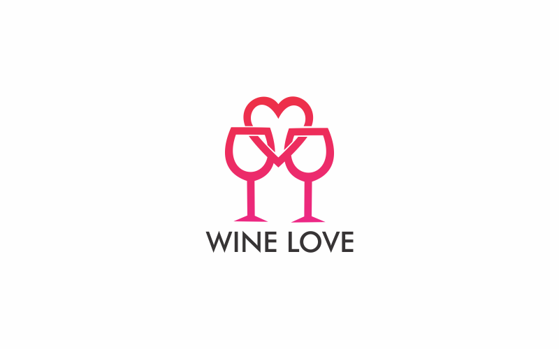 Modello di logo piatto Wine Love