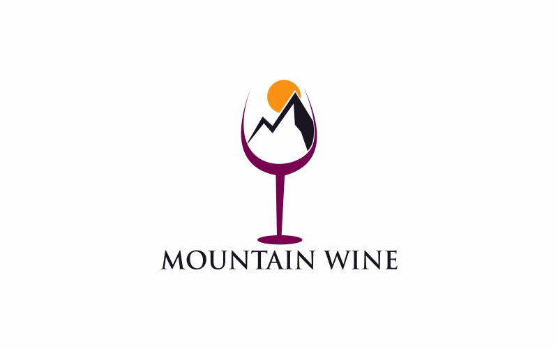 Modelo de logotipo da montanha de vinho