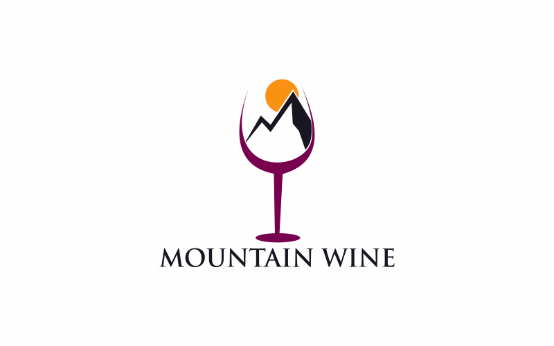 Plantilla de logotipo de montaña de vino