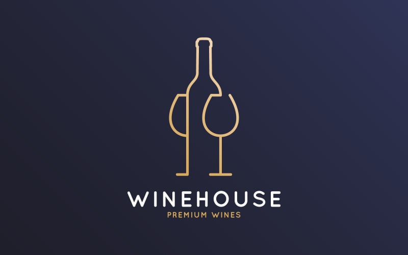 Plantilla de logotipo de vino con botella de vino