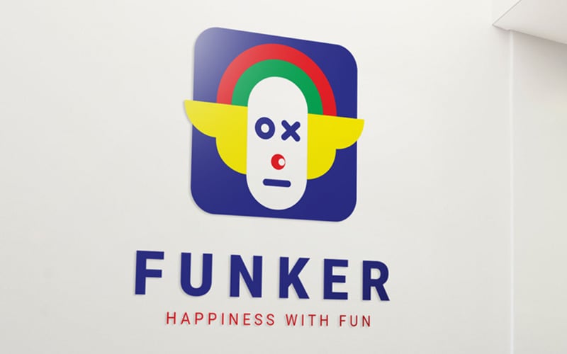 Plantilla de logotipo premium Funker Colorful Joker