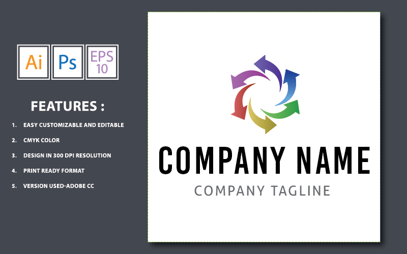 Download Шаблон логотипа "Arrow Icon Design Logo Template" / Arrow Icon Design Logo Template - Шаблон логотипа на тему графика vector,design,icon,pointer,logo,sign,arrow,symbol,direction,point,illustration,corporate,right,abstract,business,company,identity,directional,button,cursor