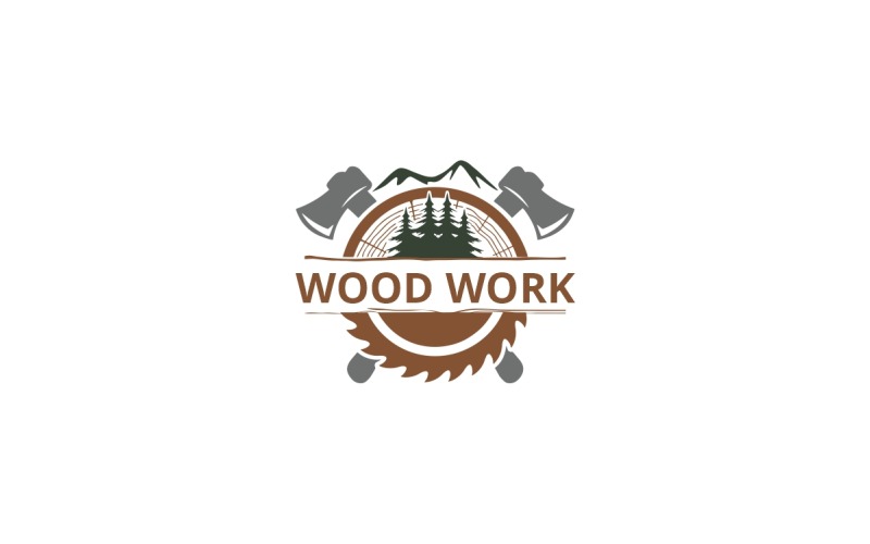 Modèle de logo de travail du bois