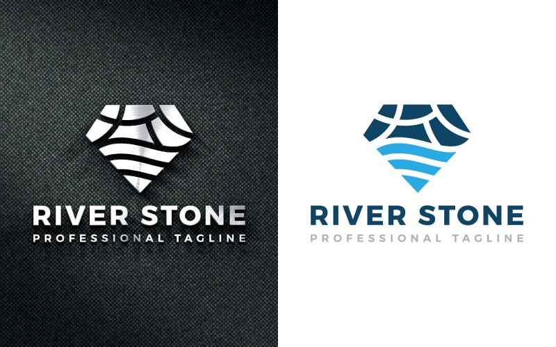 Download Шаблон логотипа "RIVER STONE DIAMOND SHAPE Logo Template" / RIVER STONE DIAMOND SHAPE Logo Template - Шаблон логотипа на тему графика diamond,stone,spa,pyramid,art,relaxation,stability,balance,harmony,health,massage,landscape,travel,river,business,consulting,finance,logo,insurance,web