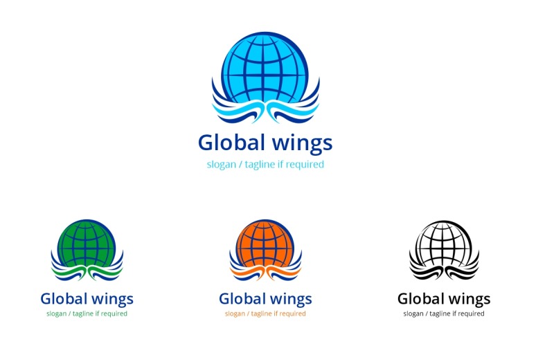 Sjabloon met logo voor wereldwijde vleugels