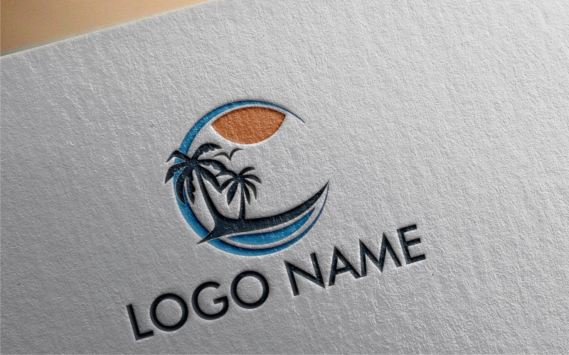 Download Шаблон логотипа "Beach Logo Template" / Beach Logo Template - Шаблон логотипа на тему графика summer,beach,tropical,sea,ocean,island,travel,water,caribbean,sunny,holiday,tourism,resort,palm,seascape,wave,tree,sunlight,surf,relaxation
