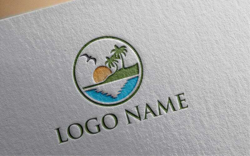 Download Шаблон логотипа "Beach Logo Template" / Beach Logo Template - Шаблон логотипа на тему графика summer,beach,tropical,sea,ocean,island,nature,vacation,travel,water,sunny,resort,sky,palm,wave,tree,sunlight,surf,cloud,coconut