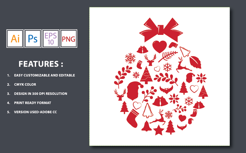 Download Иллюстрация "Christmas Icons Ball - Illustration" / Christmas Icons Ball - Illustration - Иллюстрация на тему графика card,illustration,celebration,christmas,bell,snowflake,xmas,decoration,design,ball,merry,holiday,sign,icon,greeting,circle,vintage,background,blue,sock