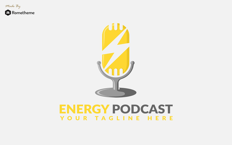 Download Шаблон логотипа "Energy Podcast Logo Template" / Energy Podcast Logo Template - Шаблон логотипа на тему графика energy,podcast,podchat,business,logo,branding,product,spirit,booster,mic,promotion,yellow,mascot