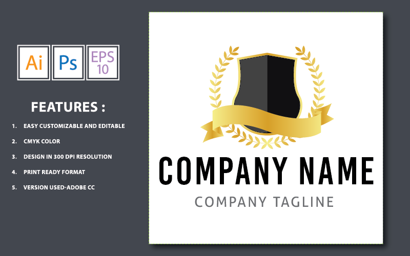 Download Шаблон логотипа "Gold Badge Vector Design Logo Template" / Gold Badge Vector Design Logo Template - Шаблон логотипа на тему графика badge,element,graphic,emblem,vector,design,gold,logo,shiny,vintage,label,banner,decoration,symbol,shield,award,isolated,background,sign,business