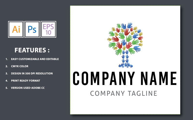 Download Шаблон логотипа "Hand Tree Vector  Design Logo Template" / Hand Tree Vector  Design Logo Template - Шаблон логотипа на тему графика illustration,plant,tree,nature,green,design,icon,concept,symbol,people,health,business,hand,life,template,logo,background,environment,leaf,abstract