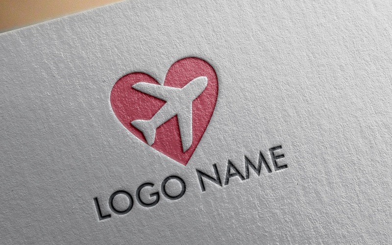 Liefde vliegtuig abstracte Logo sjabloon