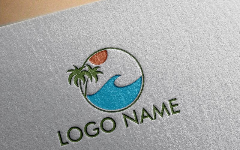 Plantilla de logotipo plano de playa