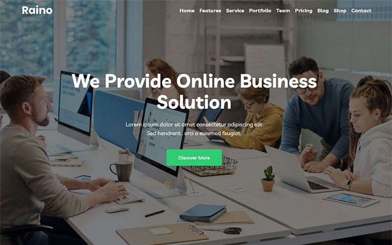 Raino - Motyw WordPress na jednej stronie dla agencji cyfrowej