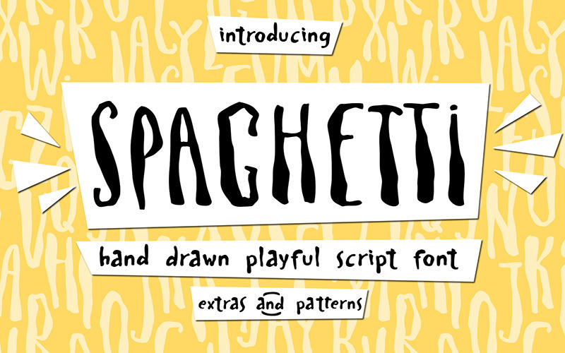 Spaghetti śliczna figlarna czcionka + dodatki