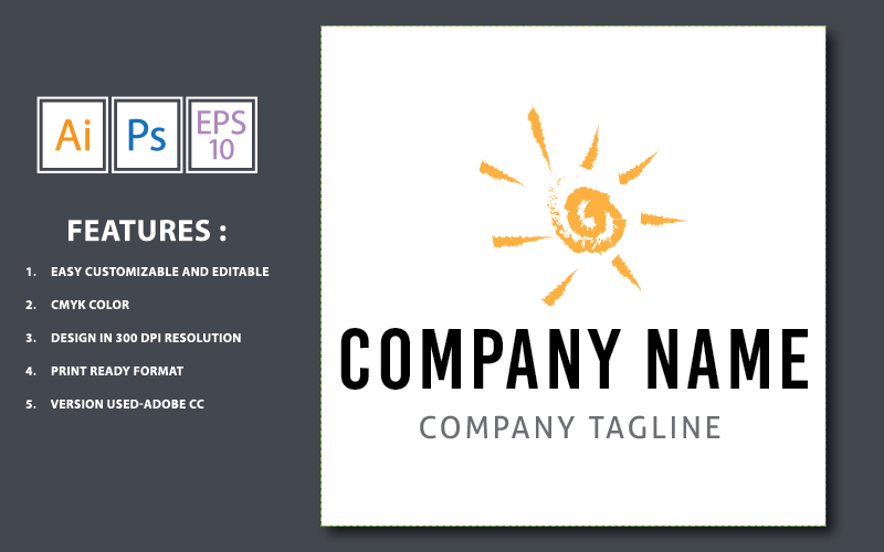 Download Шаблон логотипа "Sun  Design Logo Template" / Sun  Design Logo Template - Шаблон логотипа на тему графика illustration,sunlight,orange,abstract,art,vector,design,summer,sun,yellow,icon,light,element,sunny,sunshine,symbol,logo,sign,sunrise,sunset