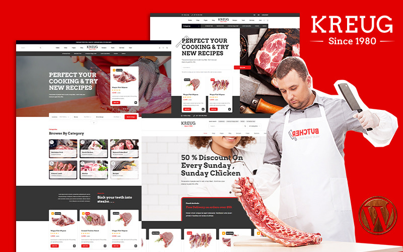 Téma WooCommerce Store Kreug pro maso a drůbež
