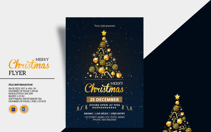 Volantino di invito a una festa di Natale - modello di identità aziendale