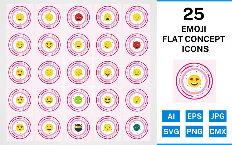 25 Emoji плоских концепція набір іконок
