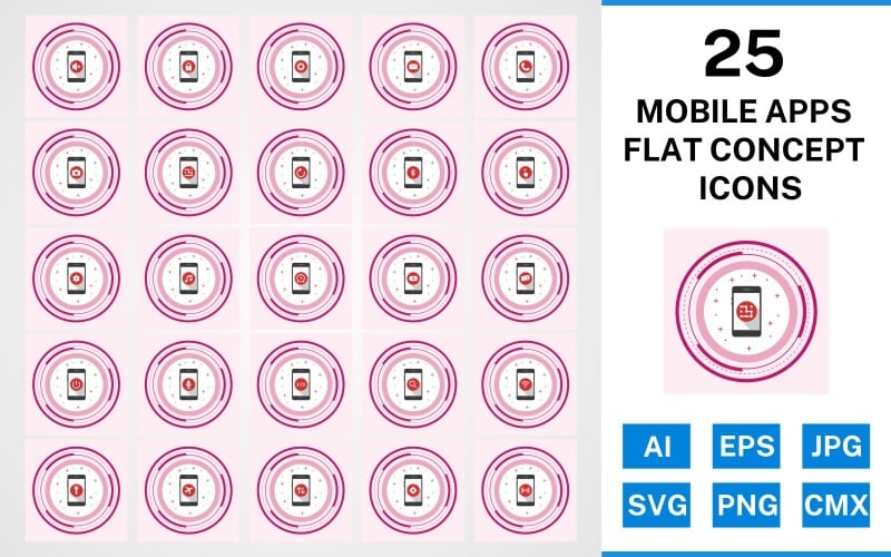 Download Набор иконок "25 Mobile Apps Flat Concept Icon Set" / 25 Mobile Apps Flat Concept Icon Set - Набор иконок на тему music set,file,icon,icons,flat,vector,sign,symbol,pictogram,design,concept,mobile apps,power off,music,camera,call,lock,silent,alarm,hotspot