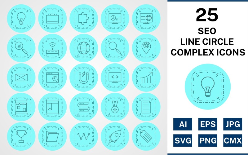 Набор иконок 25 Seo Line Circle Complex Icon Set