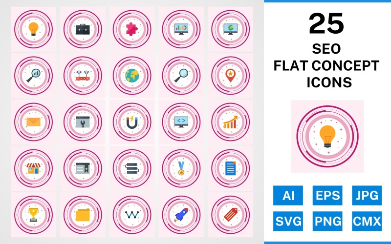 25 Seo-Flat-Konzept-Icon-Set