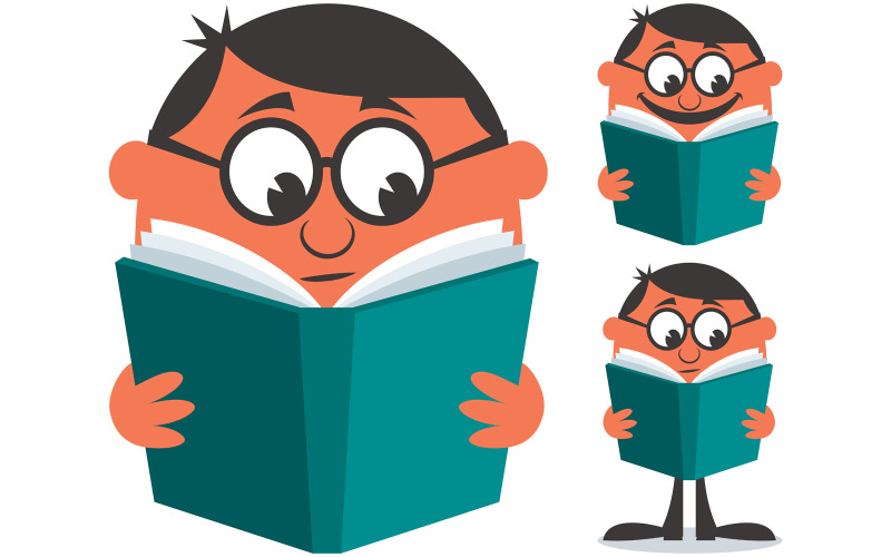 Download Иллюстрация "Reading Book - Illustration" / Reading Book - Illustration - Иллюстрация на тему графика man,reading,book,reader,character,person,people,businessman,nerd,textbook,novel,manual,research,library,page,learning,studying,back to school,school,student