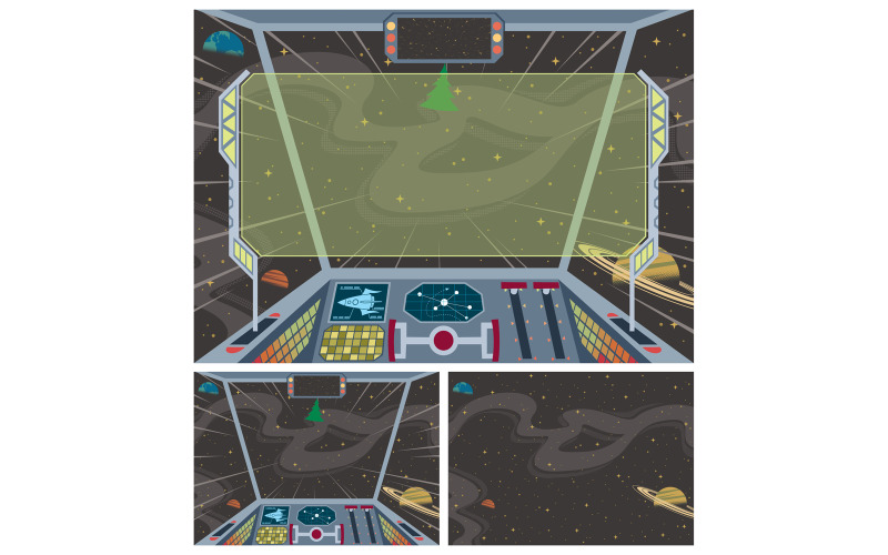 Download Иллюстрация "Spaceship Backgrounds - Illustration" / Spaceship Backgrounds - Illustration - Иллюстрация на тему графика cockpit,interior,spaceship,starship,rocket,shuttle,spacecraft,background,space,landscape,wallpaper,deck,flight,pilot,cabin,board,control,wheel,steering,computer