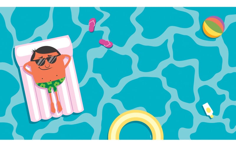 Download Иллюстрация "Summer Pool Man - Illustration" / Summer Pool Man - Illustration - Иллюстрация на тему графика vacation,summer,holiday,man,boy,character,male,guy,person,people,swimming,pool,water,beach,sea,ocean,sun,tan,sunbath,sunbathing