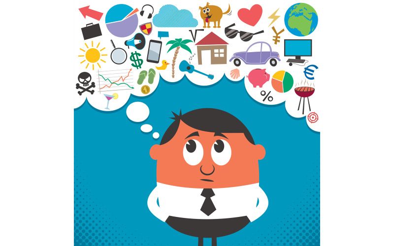 Download Иллюстрация "Thinking - Illustration" / Thinking - Illustration - Иллюстрация на тему графика thinking,thought,man,business,businessman,character,person,manager,office worker,professional,people,portrait,concept,idea,worried,concerned,anxious,problem,attention,life