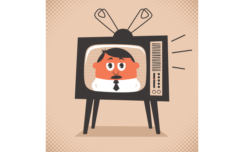 Download Иллюстрация "TV News - Illustration" / TV News - Illustration - Иллюстрация на тему графика television,tv,set,tv set,show,program,news,reporter,host,presenter,newscaster,man,character,watching,talking,talk,interview,marketing,broadcasting,broadcast