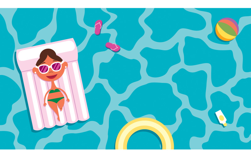 Zomer zwembad meisje - illustratie