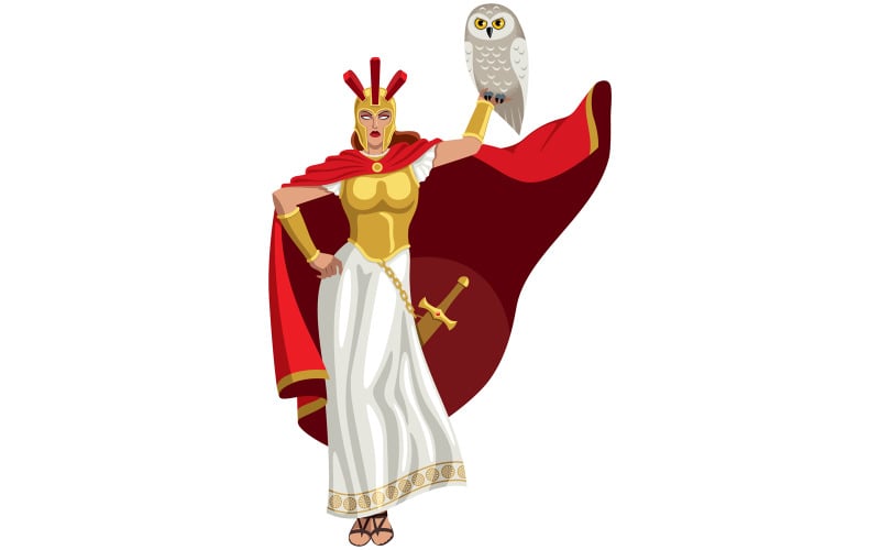 Download Иллюстрация "Athena on White - Illustration" / Athena on White - Illustration - Иллюстрация на тему графика athena,athens,athene,minerva,pallas,goddess,god,olympian,roman,greek,warrior,female,hero,heroine,super,princess,mythology,fantasy,religion,fairy tale