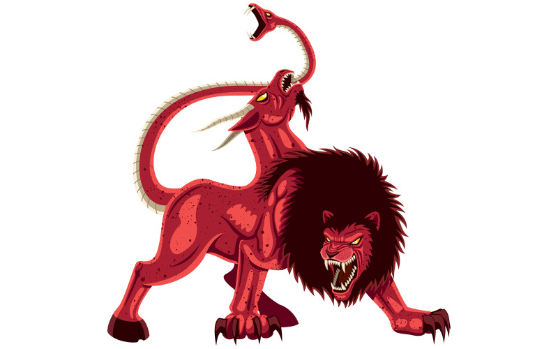 Download Иллюстрация "Chimera on White - Illustration" / Chimera on White - Illustration - Иллюстрация на тему графика chimera,chimaera,monster,beast,creature,character,evil,demon,fire breathing,lion,goat,snake,serpent,greek,roman,mythology,fantasy,religion,ancient,legend