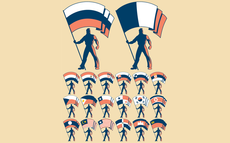 Download Иллюстрация "Flag Bearer 3 - Illustration" / Flag Bearer 3 - Illustration - Иллюстрация на тему графика flag,standard,banner,ensign,bearer,man,silhouette,russia,france,serbia,czech republic,slovakia,slovenia,croatia,netherlands,chile,paraguay,malaysia